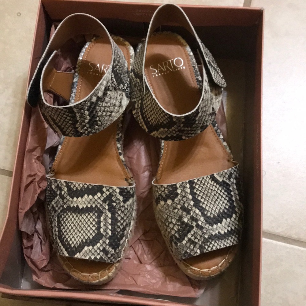 Franco Sarto Leather Espadrilles Size 8